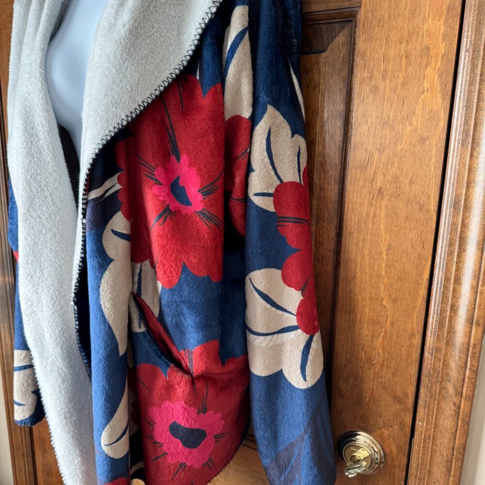 NWT Johnny Was Adler Blue/Red/Fuchsia/Tan Flowers Hooded Sherpa Jacket X-Large - Picture 6 of 12
